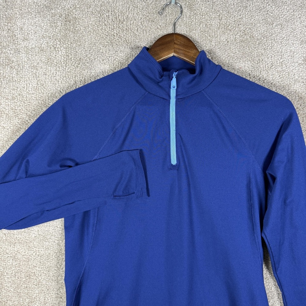 Mountain Hardwear Shirt Womens Medium Blue 1/4 Zip Mock Neck Long Sleeve Hiking